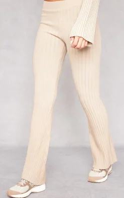 Taupe Two Tone Thick Rib Knit Leggings