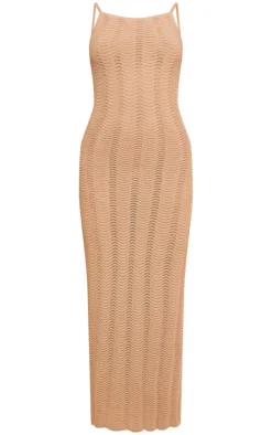 Taupe Wave Knit Maxi Dress