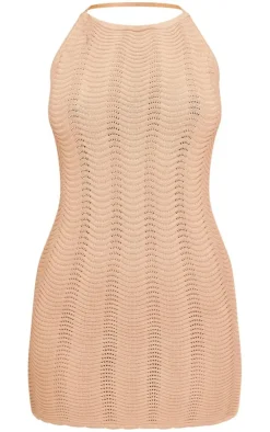 Taupe Wave Knit Mini Dress