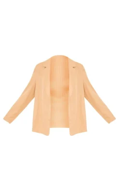 Taupe Woven Pinstripe Oversized Dad Blazer