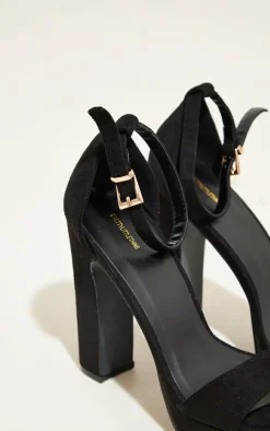 Taya Black Faux Suede Platform Sandals