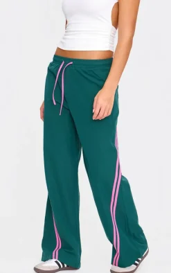 Teal Asymmetric Side Stripe Detail Track Pants