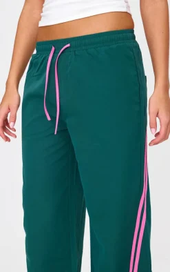 Teal Asymmetric Side Stripe Detail Track Pants