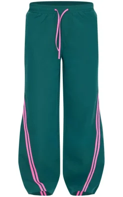 Teal Asymmetric Side Stripe Detail Track Pants