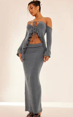 Teal Knit Maxi Skirt