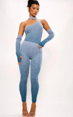 Teal Marl Knit Cut Out Leggings