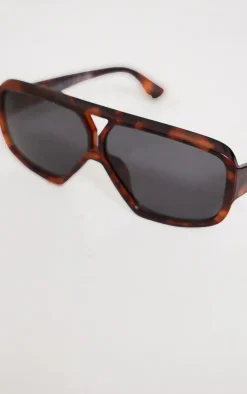 Toffee Round Chunky Frame Aviator Sunglasses