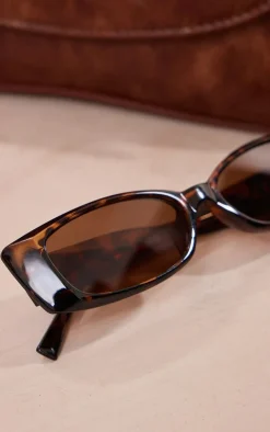 Tortoiseshell Cat Eye Slim Sunglasses