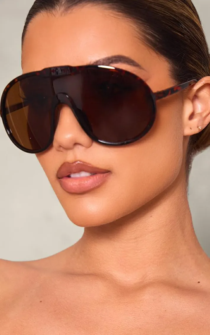 Tortoiseshell Oversized Aviator Sunglasses