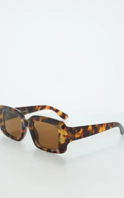 Tortoiseshell Rectangle Thick Frame Sunglasses