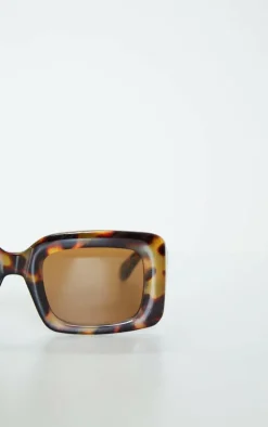 Tortoiseshell Rectangle Thick Frame Sunglasses