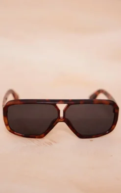 Tortoiseshell Slim Aviator Sunglasses