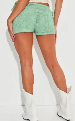 Turquoise Textured Jersey Tie Side Mini Hot Pant