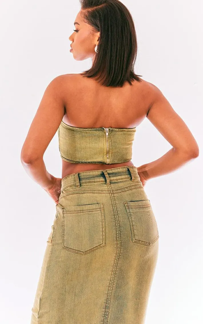 Vintage Bleach Wash Seam Detail Corset