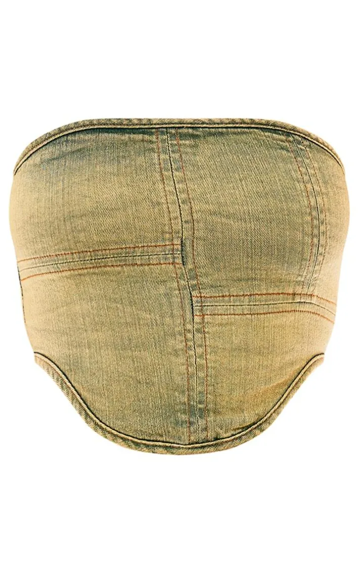 Vintage Bleach Wash Seam Detail Corset
