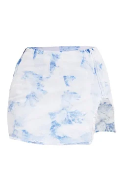 Vintage Bleach Wash Split Detail Micro Mini Denim Skirt