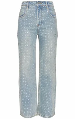 Vintage Light Wash Diamante Front Straight Leg Jeans