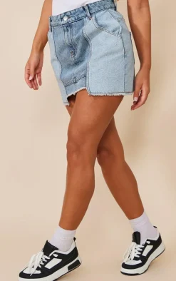 Vintage Mid Wash Panel Denim Mini Skirt