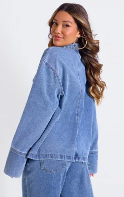 Vintage Pocket Detail Relaxed Fit Long Sleeved Denim Shirt