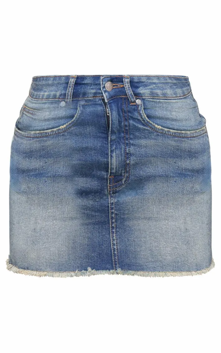 Vintage Raw Edge Denim Mini Skirt