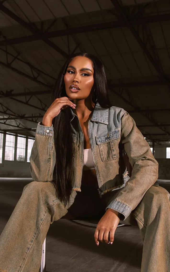 Vintage Wash Cropped Denim Shirt