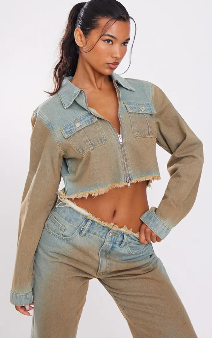 Vintage Wash Cropped Denim Shirt