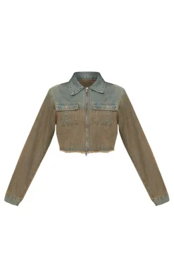 Vintage Wash Cropped Denim Shirt