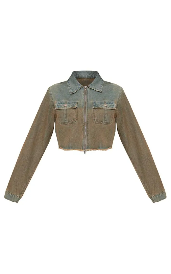 Vintage Wash Cropped Denim Shirt