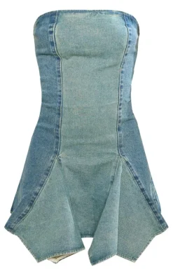 Vintage Wash Distressed Seam Detail Mini Dress