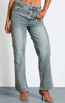 Vintage Wash Extreme Distressed Back Baggy Jeans