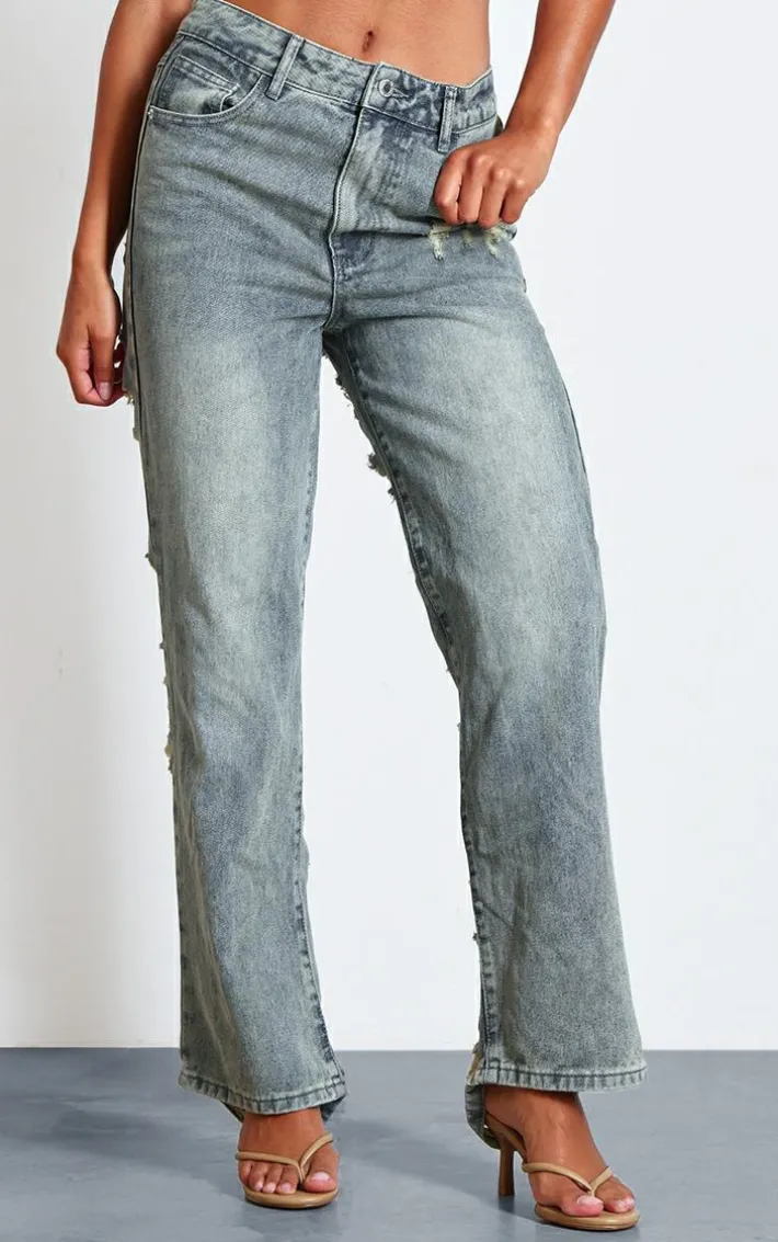 Vintage Wash Extreme Distressed Back Baggy Jeans