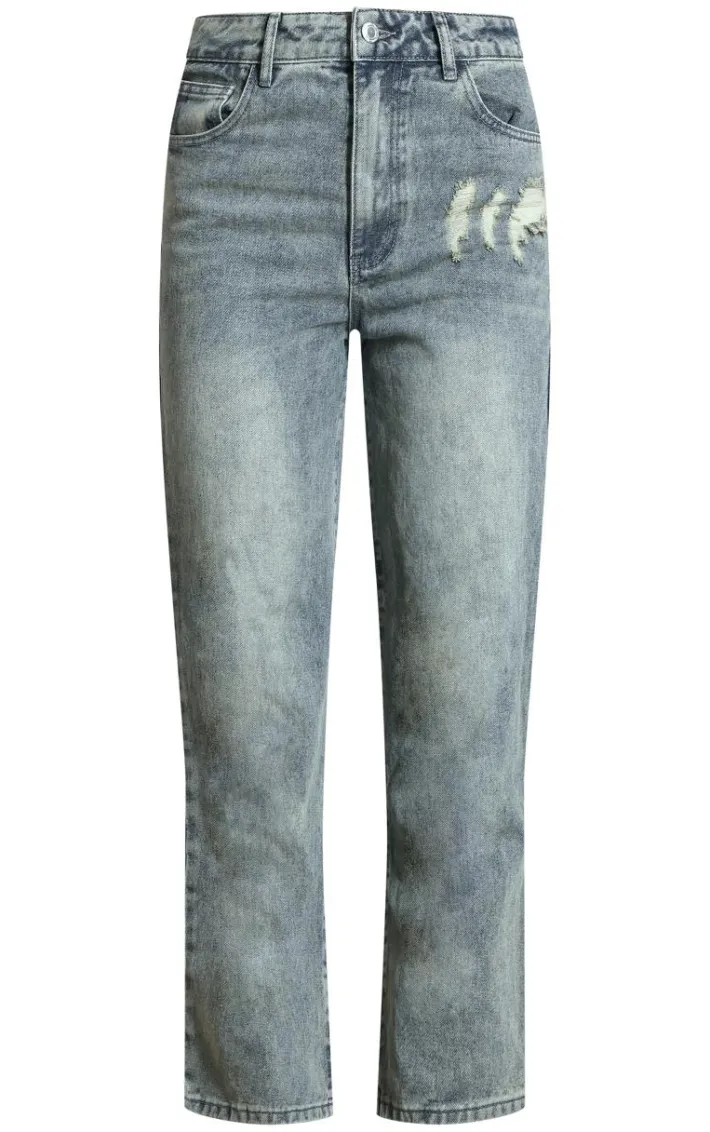 Vintage Wash Extreme Distressed Back Baggy Jeans