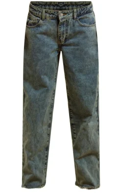 Vintage Wash Frayed Hem Boyfriend Jeans