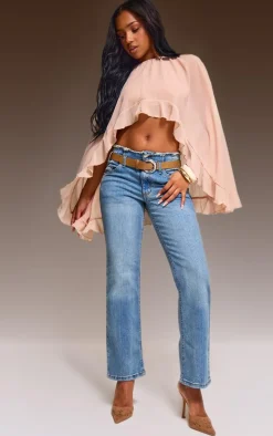 Vintage Wash Frayed Hem Relaxed Fit Jeans