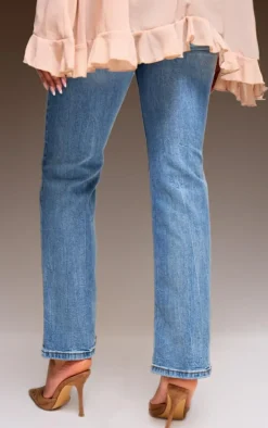 Vintage Wash Frayed Hem Relaxed Fit Jeans