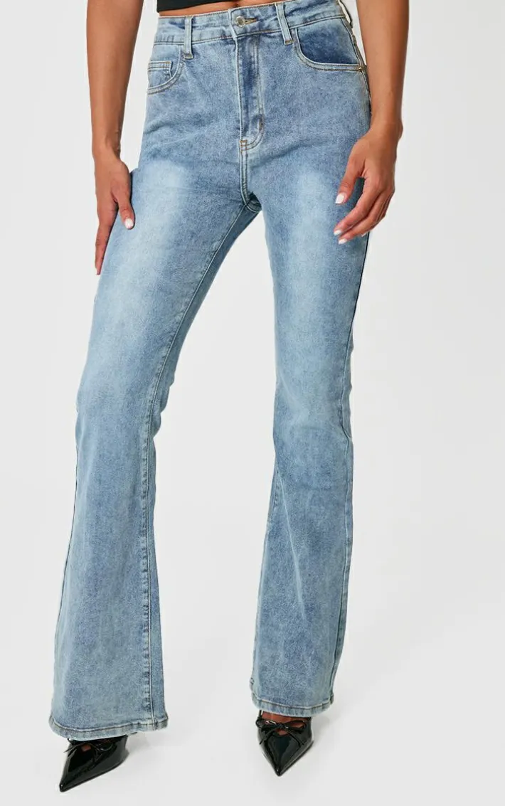 Vintage Wash Seam Back Split Hem Wide Leg Flares