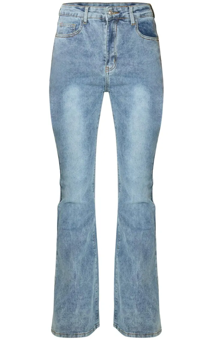 Vintage Wash Seam Back Split Hem Wide Leg Flares