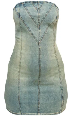 Vintage Wash Seam Detail Denim Mini Dress