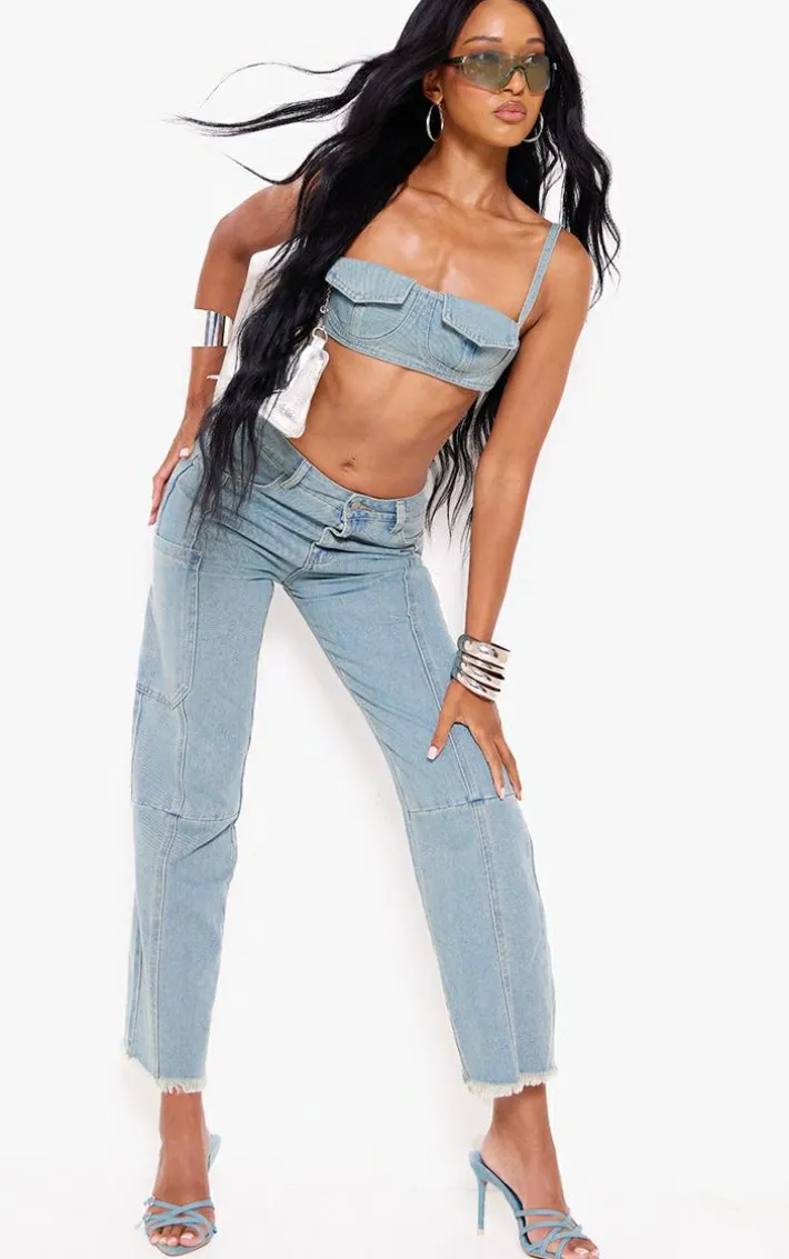 Vintage Wash Utility Cargo Denim Jeans