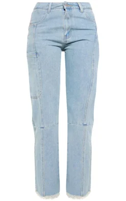 Vintage Wash Utility Cargo Denim Jeans