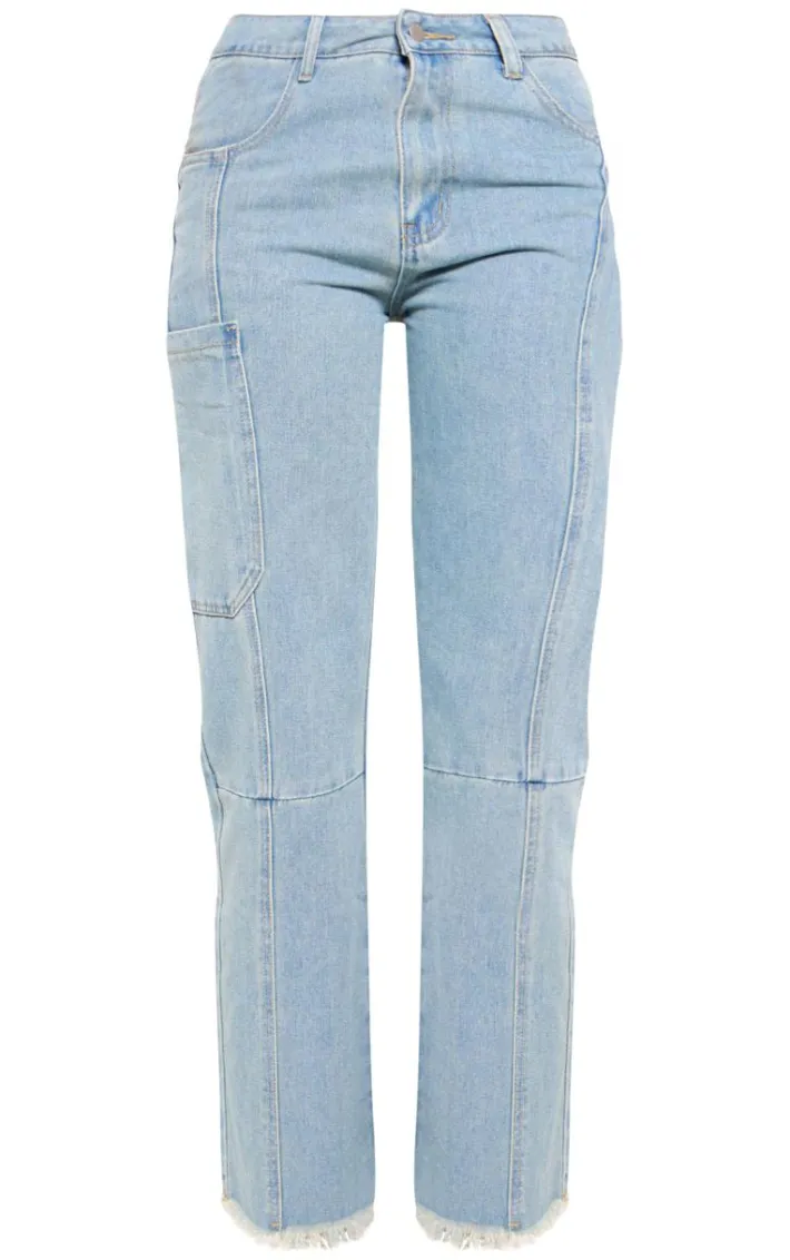 Vintage Wash Utility Cargo Denim Jeans