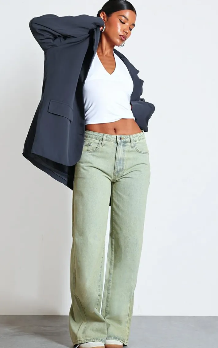 Vintage Wash Wide Leg Low Rise Jeans