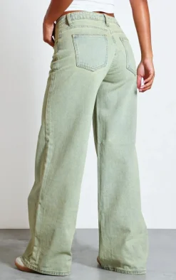 Vintage Wash Wide Leg Low Rise Jeans