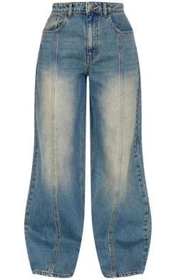 Vintage Washed Front Seam Detail Boyfriend Jeans