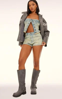 Vintage Western Seam Detail Denim Shorts