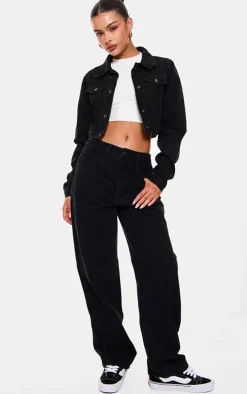 Washed Black Dipped Back Waistband Boyfriend Jeans
