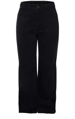 Washed Black Dipped Back Waistband Boyfriend Jeans