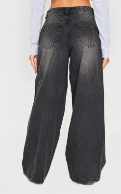 Washed Black Extreme Wide Leg Jeans