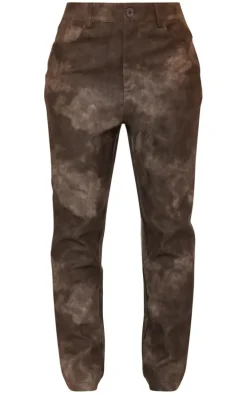 Washed Black Faux Leather Cropped Pants