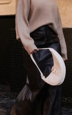 Washed Black Faux Leather Maxi Skirt